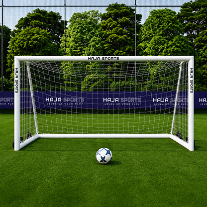 Aluminium Club Goal Post 16ft x 7ft (100mm) With Lever Wheels