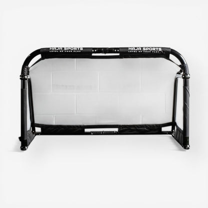 HAJA Sports Pro Aluminium Folding Goal Post with white micromesh net, ideal for training and play.