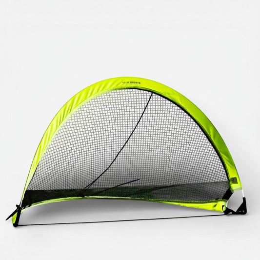 HAJA Sports lime green pop-up goal post with net, ideal for quick games and training.