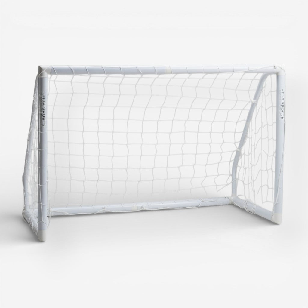 HAJA Sports white PVC Pro Model soccer goal with net, designed for training and everyday play.