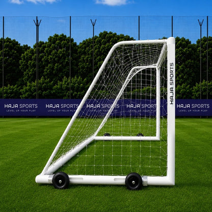 Aluminium Club Goal Post 16ft x 7ft (100mm) With Lever Wheels